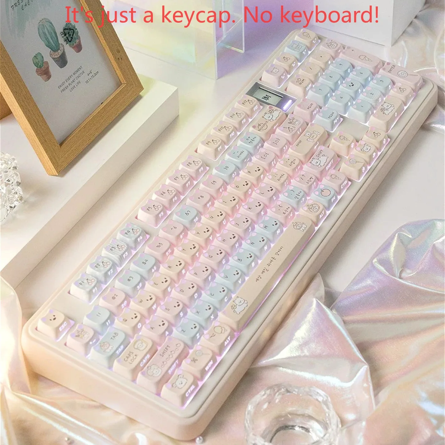 Space Dog Theme MAO Profile PBT Keycaps 113 Keys Side Printed Backlit Keycap Set for 61-108 Mechanical Keyboard