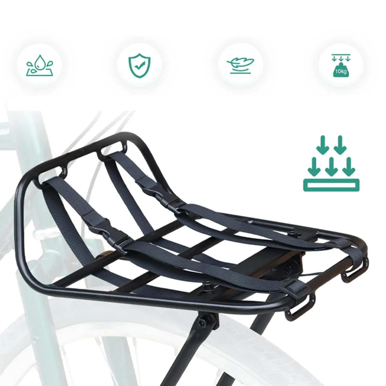 Bicycle Front Rack Aluminum Alloy Carrier Universal Fork Mount Cargo Bracket for Road and City Commuting