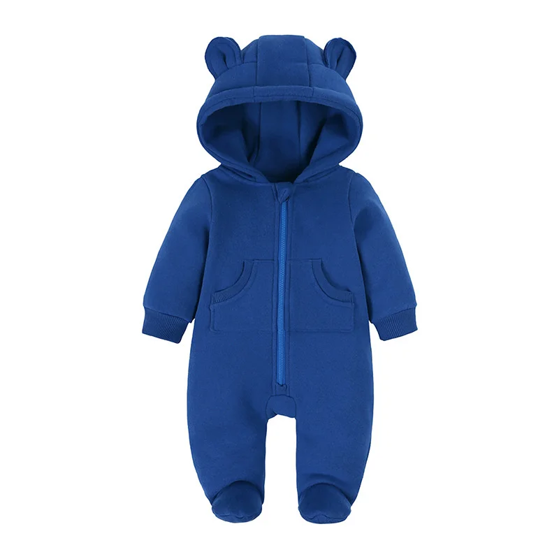 Autumn Winter New Newborn Rompers Baby Bodysuit Boys Girls Clothes Long Sleeve Solid Hoodies Bear Jumpsuit Costume