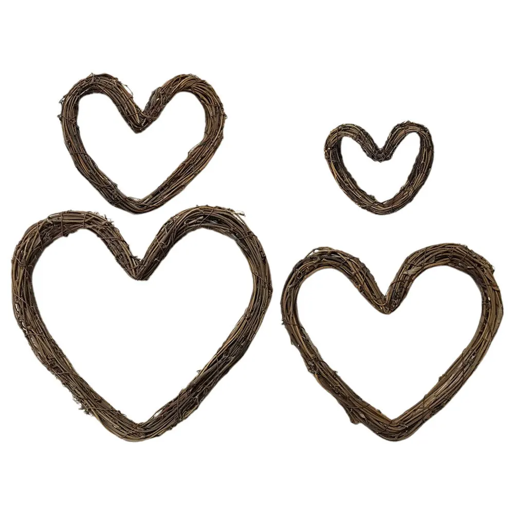

4Pcs Heart Shaped Wreath Rattan Door Hanger Wall Decor DIY Craft Garland Exquisite Design Vibrant Color Wreath DIY Rattan