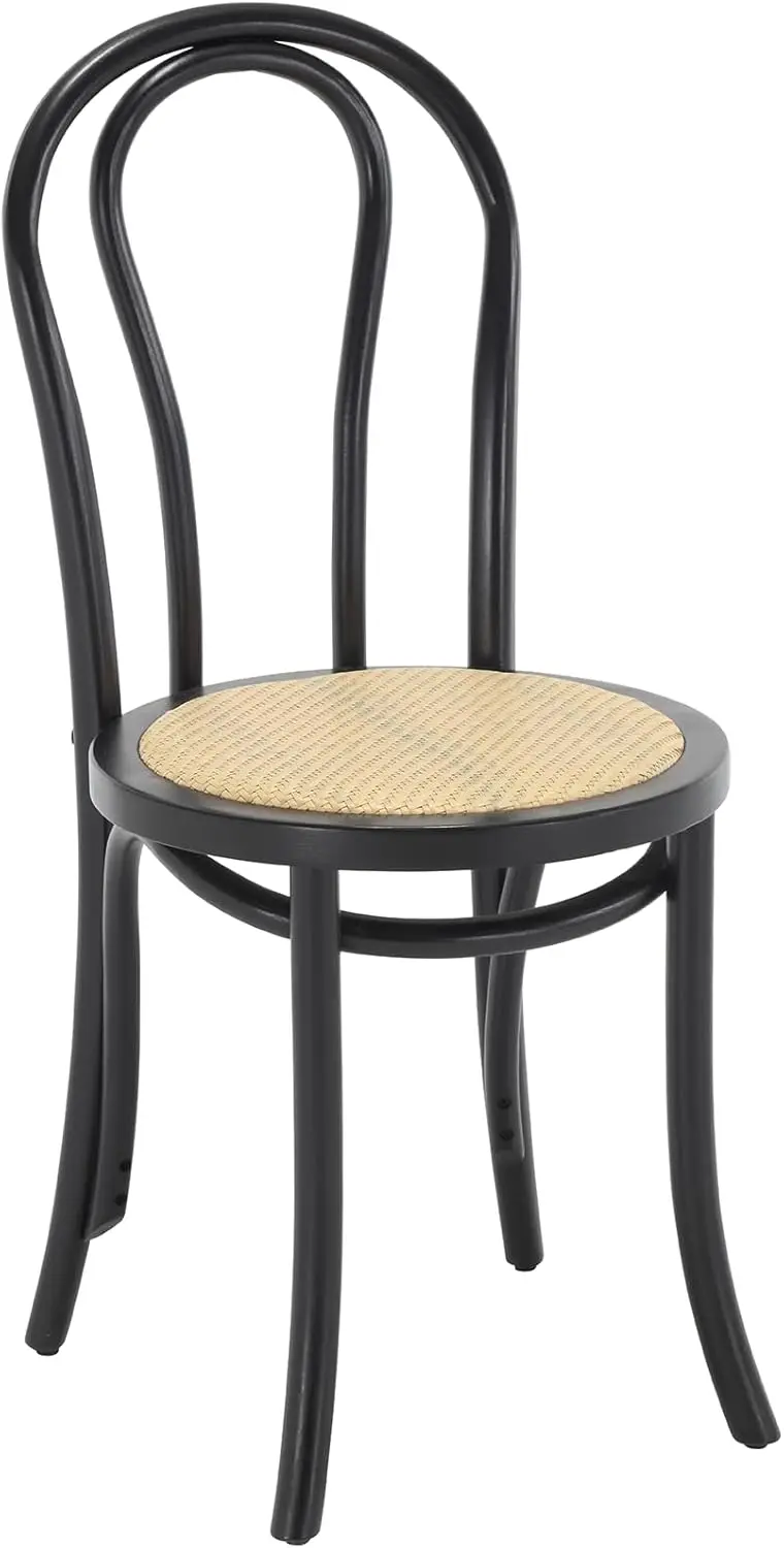 Kmax Vintage Dining Chairs Set Of 4, Thonet Soild Wood Rattan Dining Room Chairs Armless French Country Kitchen Chairs For