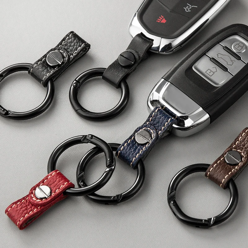 High Quality Suture Genuine Ladies Key Chain Key Ring Pendant Leather Men Car Remote Keychain Creative Couple Small Ornaments