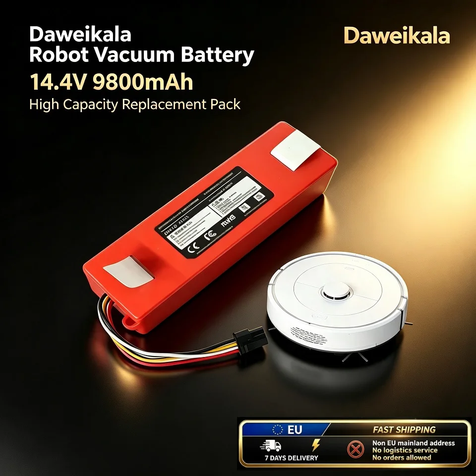 Batteria di ricambio per robot aspirapolvere Daweikala 14,4 V, 9800 mAh, batteria al litio ricaricabile per robot aspirapolvere domestico, alimentazione stabile, disponibile in magazzino in Europa,