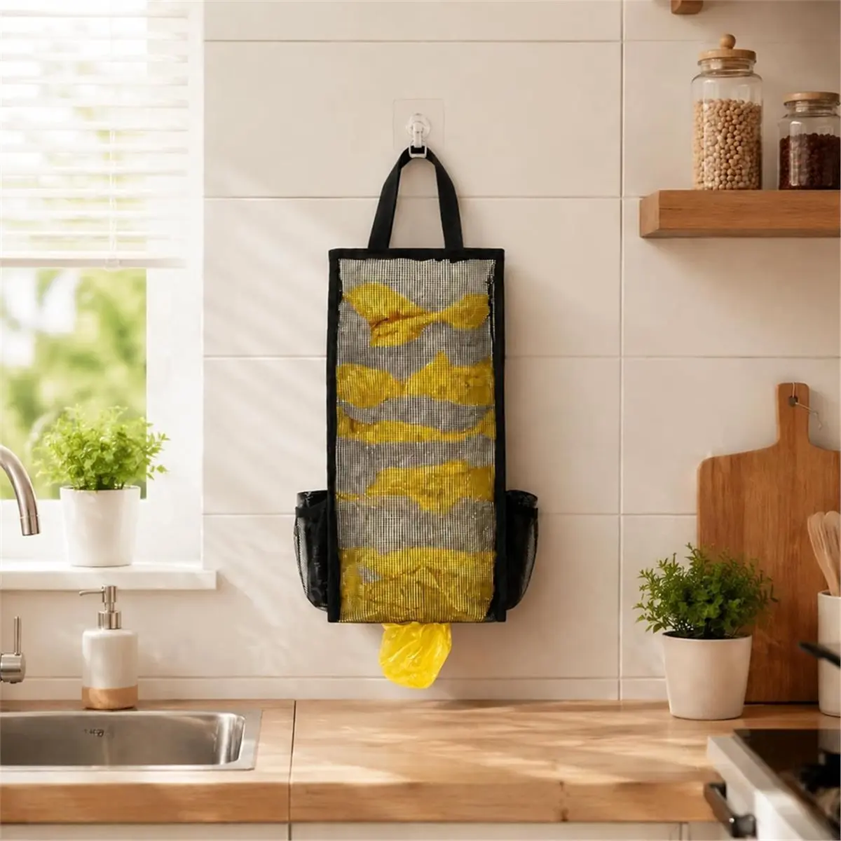 Wall-Mounted Garbage Bag Kitchen Hanging Visual Storage Bag Plastic Bag Holders for Grocery Bags Groceries Store
