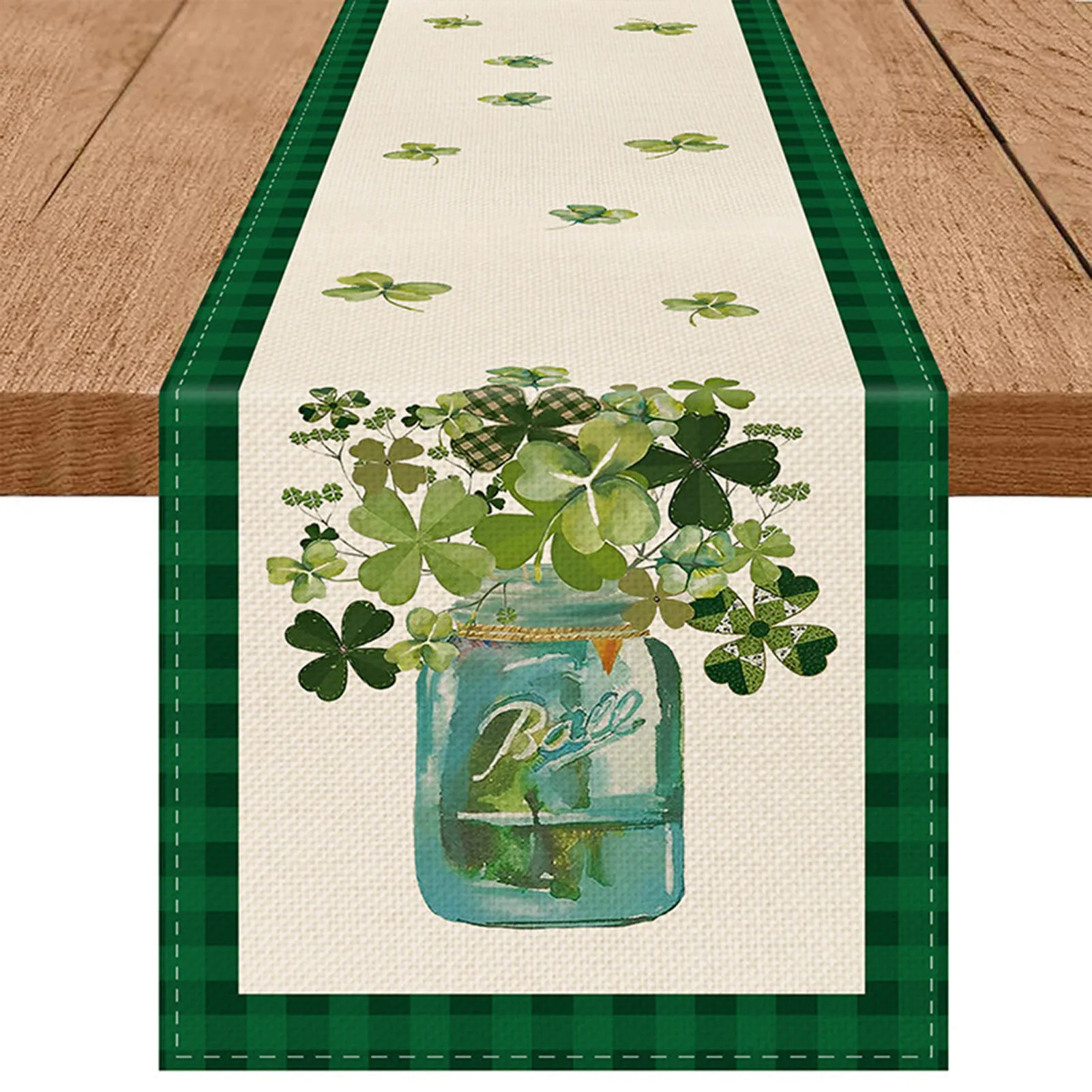 Linen  Table Runner St. Patricks Day Irish Festival Table Runners Lucky Table Flag for Dinner Party Supplies