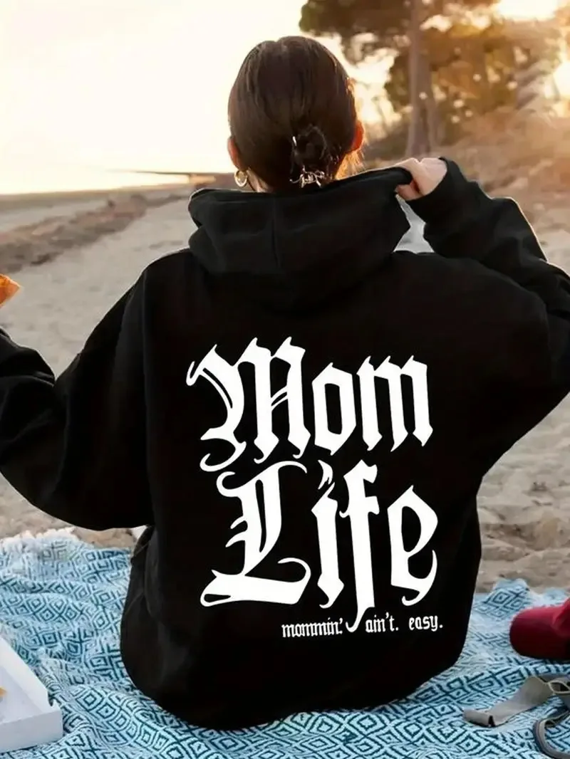 

Женская повседневная толстовка из полиэстера на осень и зиму 2025 _mom Life_ с буквенным принтом, элитная роскошь для мужчин и женщин, топ Y2k