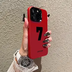 Chinese Style Lucky Number 7 Red Case for iPhone 15 14 13 Pro Max Back Phone Cover for 12 11 Pro Plus 8 7 X XS Acrylic Cover