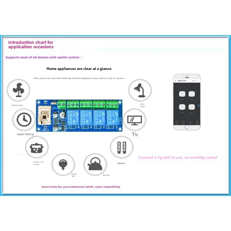 Easy micro-connection wifi remote control switch bluetooth dual-mode mobile phone APP wireless 7-32V relay module WK4A