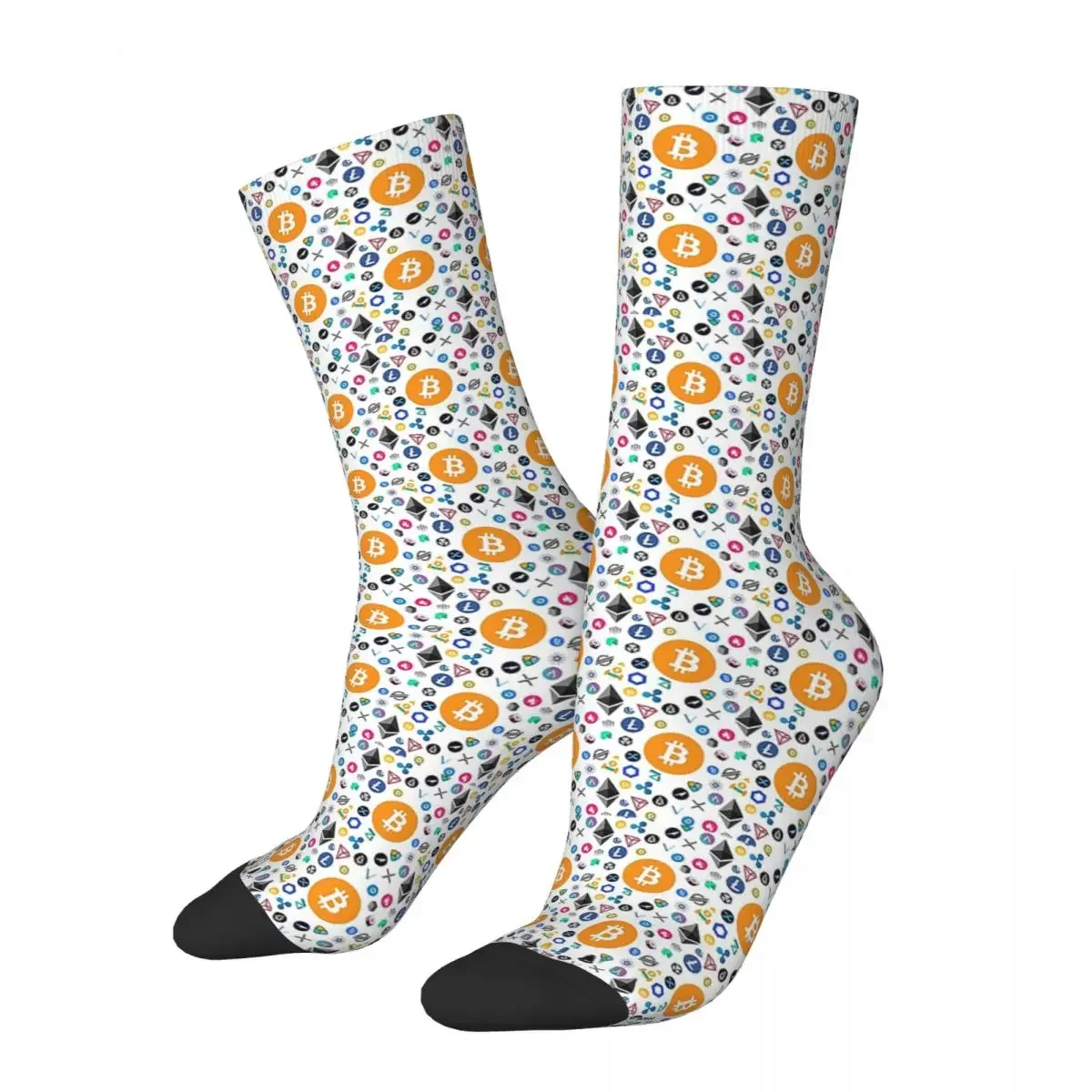 Chaussettes absorbant la sueur Crypto Currency, bas Harajuku, chaussettes longues toutes saisons, accessoires pour hommes et femmes, cadeaux