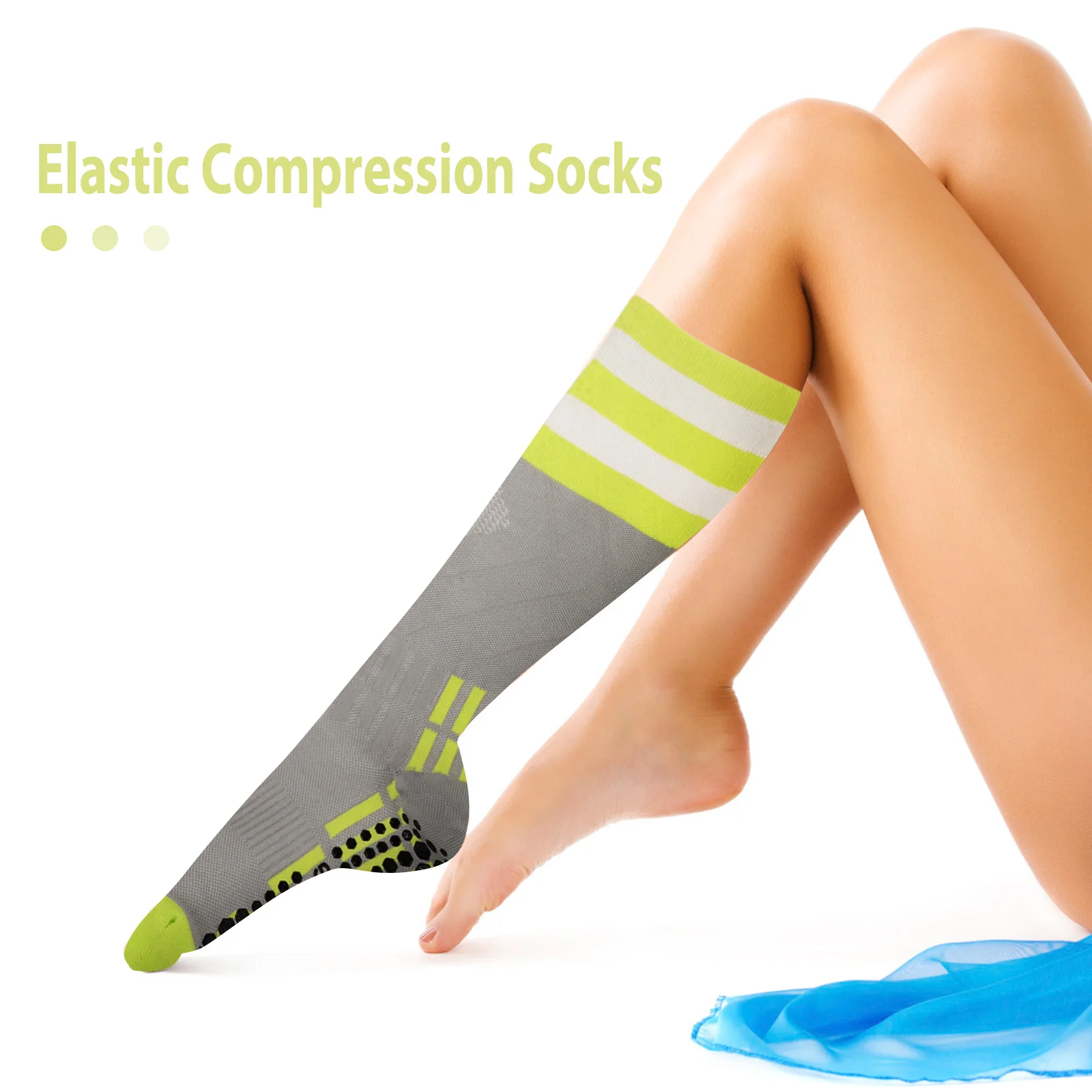 1 زوج المضادة للانزلاق جوارب ضغط الرجال رياضي الركبة عالية جوارب رياضية مرونة عالية العضلات دعم الجري ركوب الدراجات السفر #2