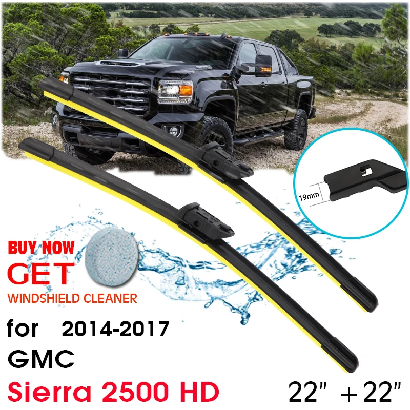 

Car Wiper Blade Window Windshield Rubber Silicon Refill Wiper For GMC Sierra 2500 HD 2014-2017 LHD / RHD 22"+22" Car Accessories