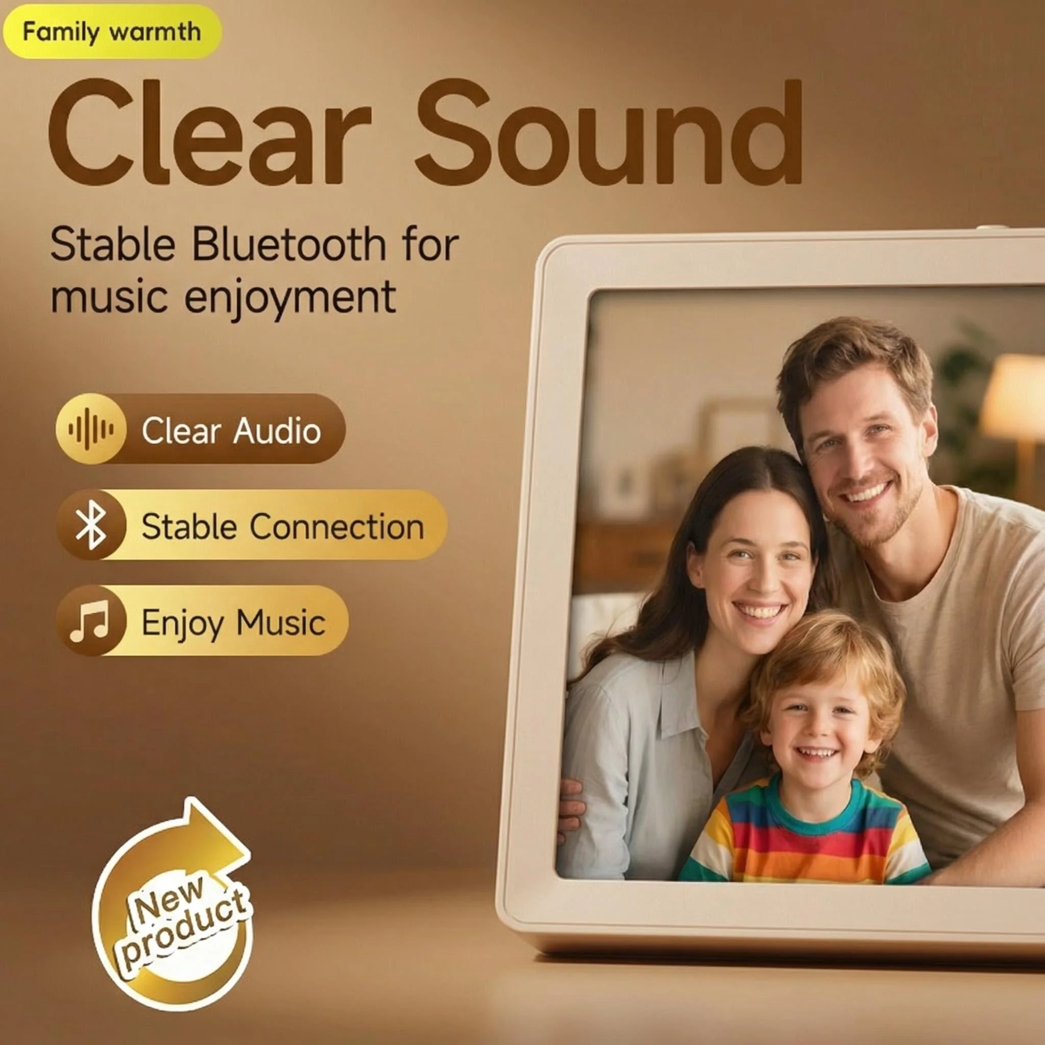 Creative Fridge Magnet Bluetooth Speaker – 4-Inch Picture Display Stand Wireless Mini Audio Player with Memory Card Cute Wall
