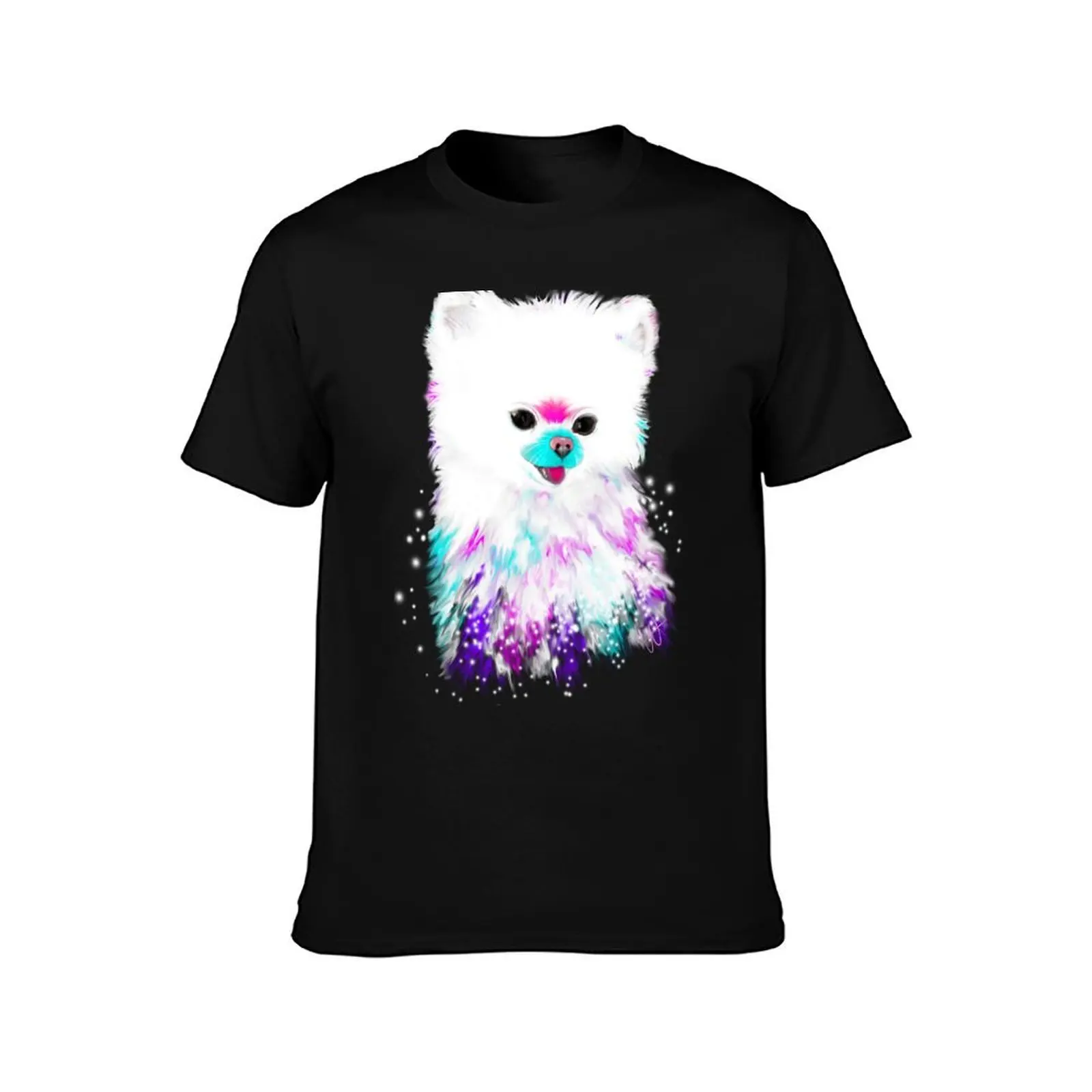 Cute Dog Pomeranian Abstract Art T-Shirt man t shirts for men casual T-Shirt