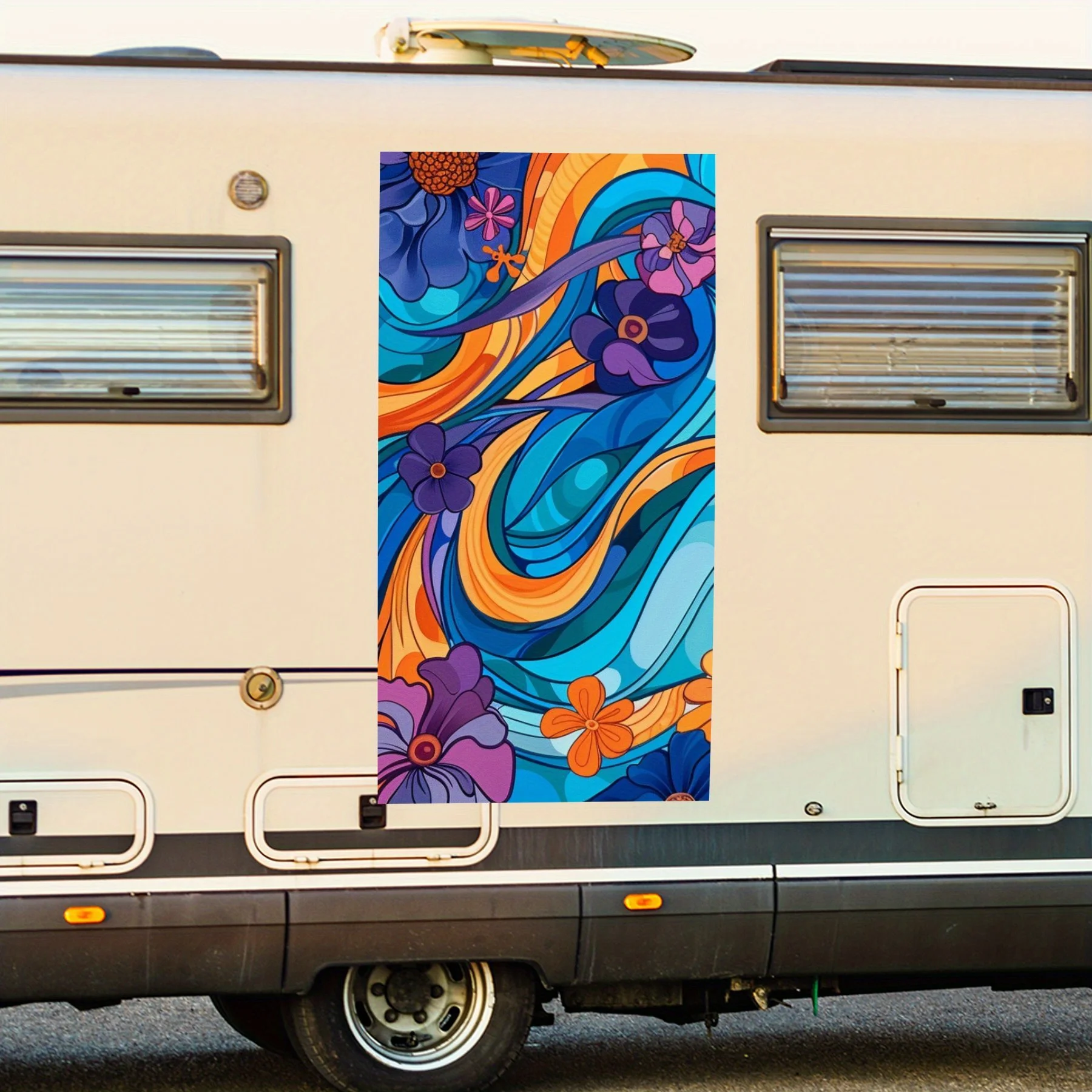 

Colorful Floral Lines Car Sticker,Vinyl Decal for motorhome car door, Waterproof Self-Adhesive Vinyl Stickers, Decoration Protec