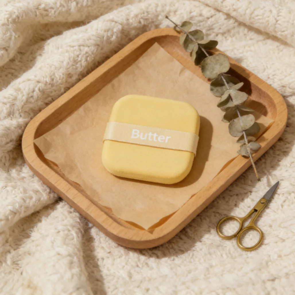 Soffio quadrato per cuscino d'aria per biscotti al burro 1 pezzo Strumento di bellezza in spugna per trucco non assorbente a doppio uso bagnato asciutto su entrambi i lati