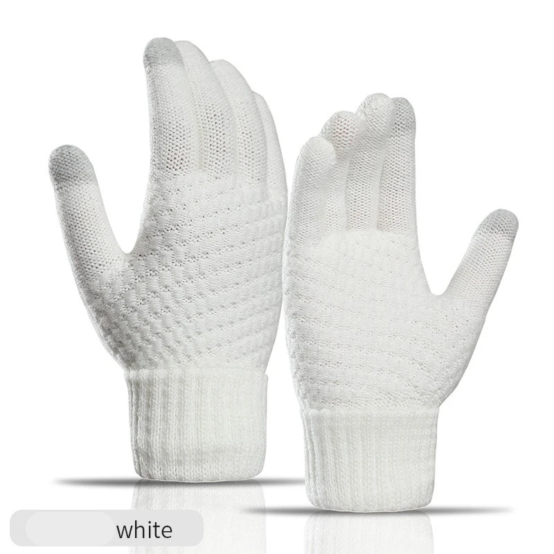 Women Men Warm Winter Touch Screen Gloves Stretch Knit Mittens Wool Full Finger Guantes Female Crochet Glove