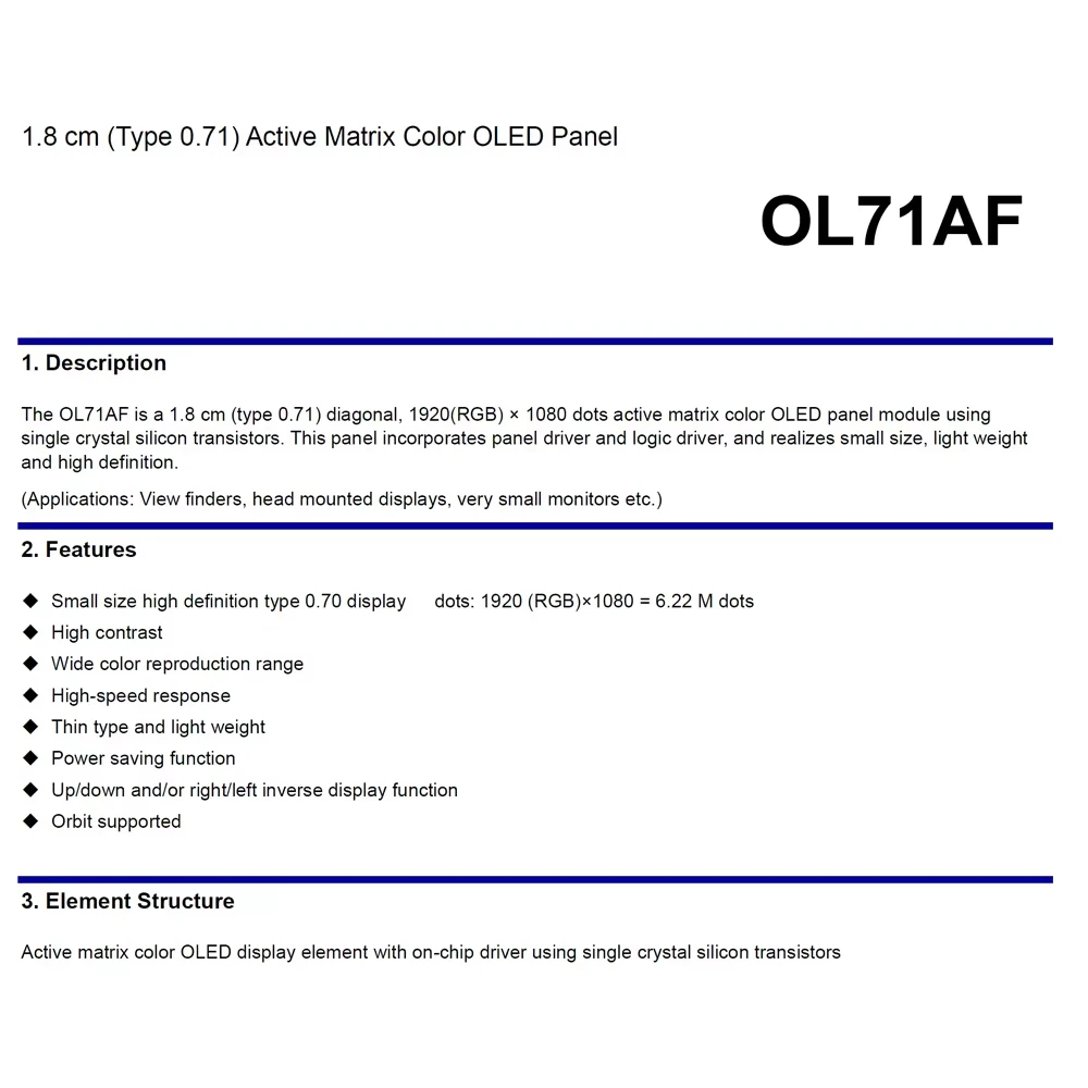 0.71 Inch OLED Display Module Viewfinder for Smart Glasses Helmets 3D VR AR EVF HDMI LCD Screen Module View Finder 1920*1080