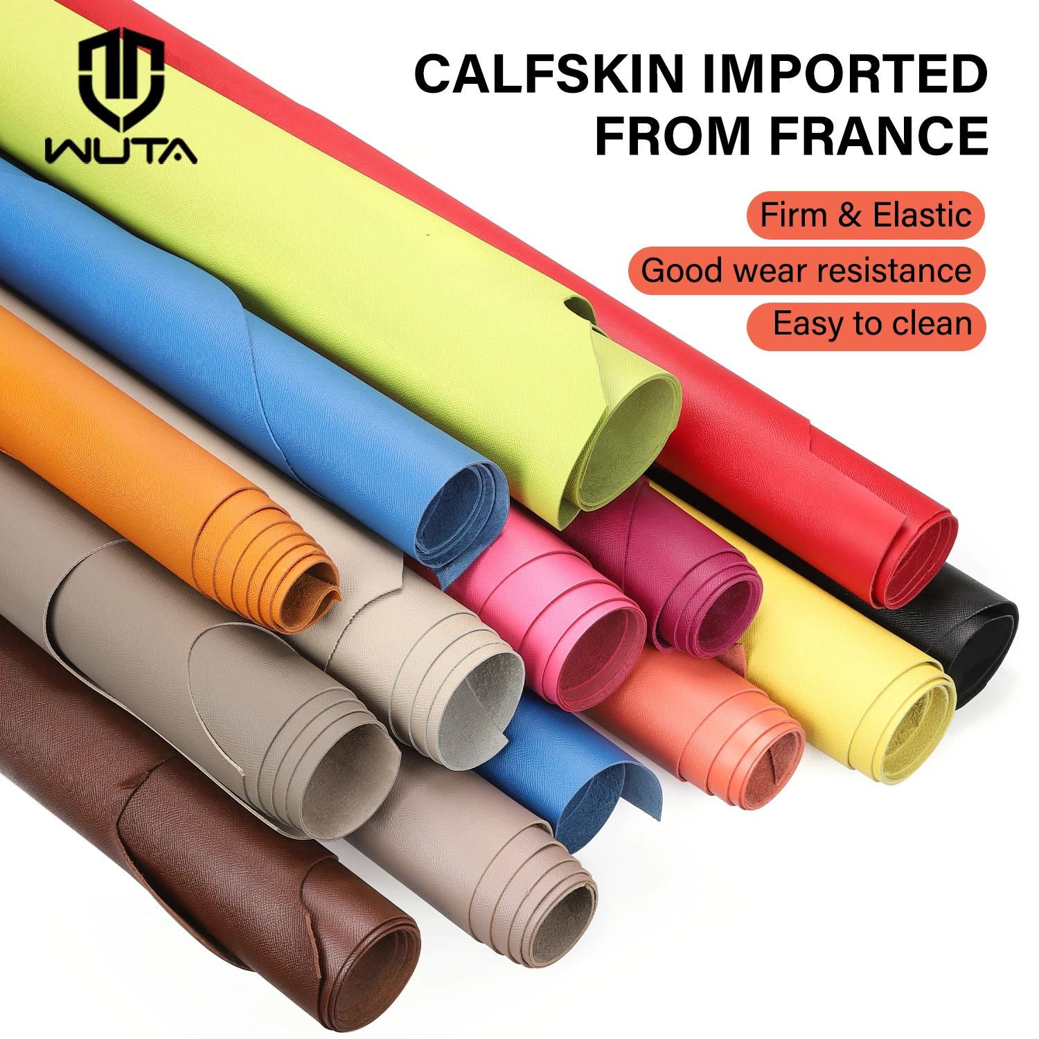 WUTA Calfskin Leather Piece Have Beautiful Embossed Pattern Made From The Famous French Tanneries DU PUY Handmade DIY Cowhide