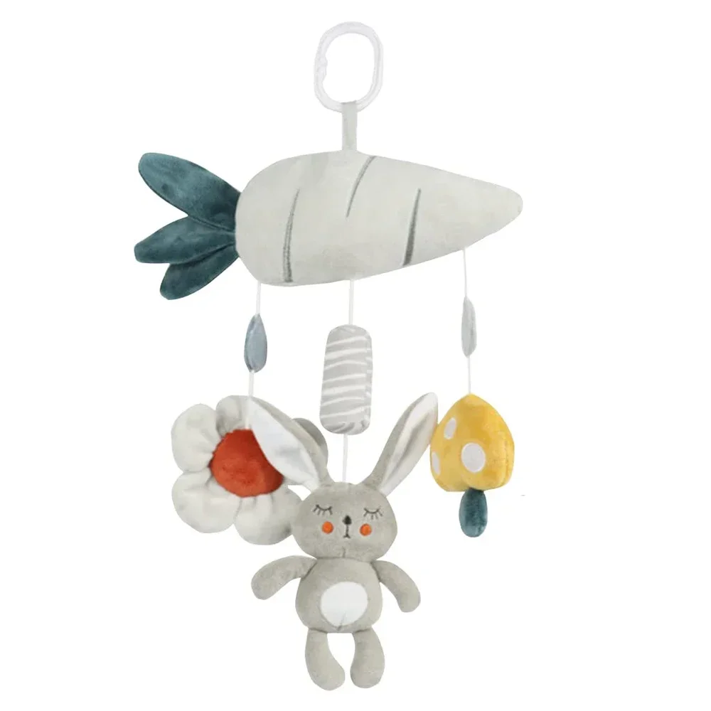 Clip On Hanging Plush Toy Stroller and Car Seat Sensory Activity Baby Toys with Wind Chimes and Jingle for Newborn Infant Gifts