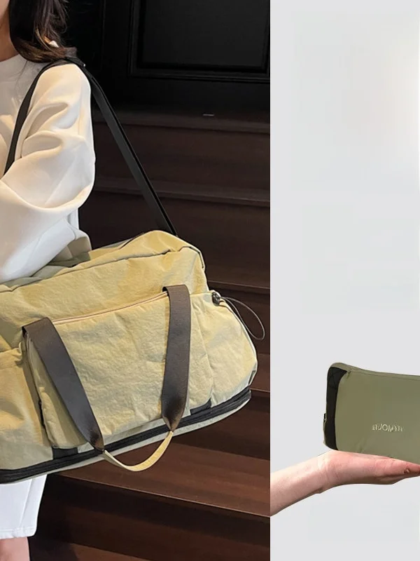large-capacity-expandable-travel-bag-women's-oxford-cloth-sports-fitness-bag-separate-wet-and-dry-storage-foldable-bag