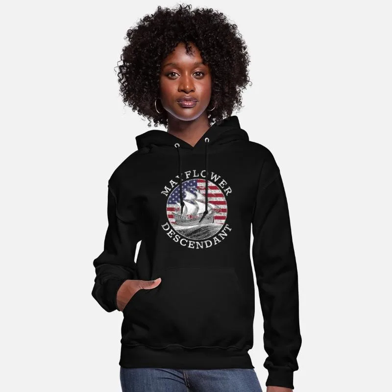 

Mayflower Descendant Themed Cotton Printed Hoodie Celebrate Your Connection To The Historic Mayflower with This Stylish Cotton