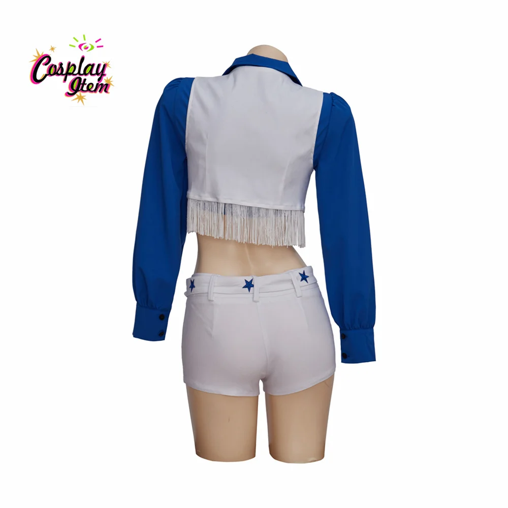 Traje de Cheerleader Cowboy para mulheres, uniforme de torcida colegial, Top Recortado com Shorts, Traje de Cheerleading Sexy