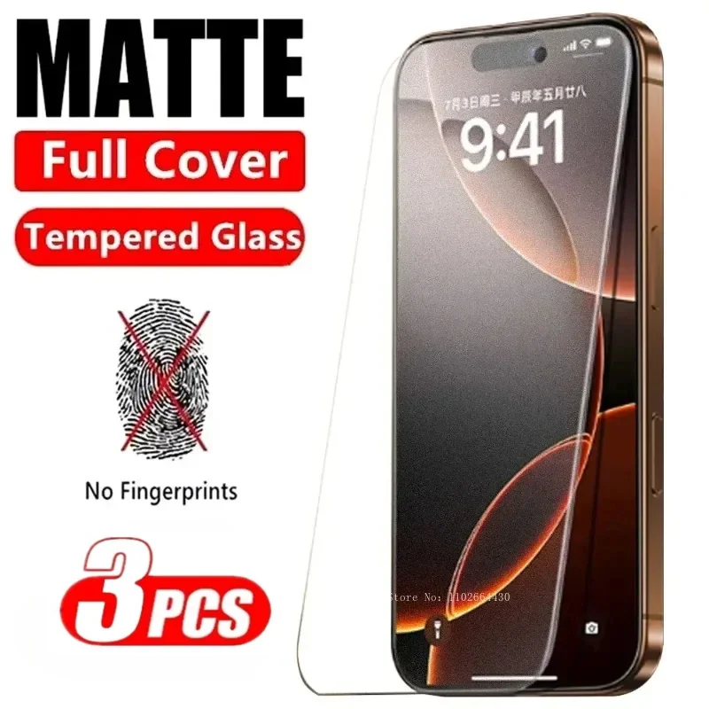 3 قطعة الزجاج المقسى لفون 16 15 14 13 12 11 برو ماكس ماتي واقيات الشاشة آيفون 16 زائد X XR XS ماكس نظارات