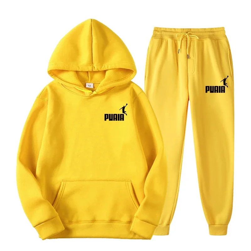 Autumn Winter Hooded Sweatshirt Suit Men And Women Couple Jogging Hoodies+Sweatpants Two Pieces Set Streetwear Casual Clothing