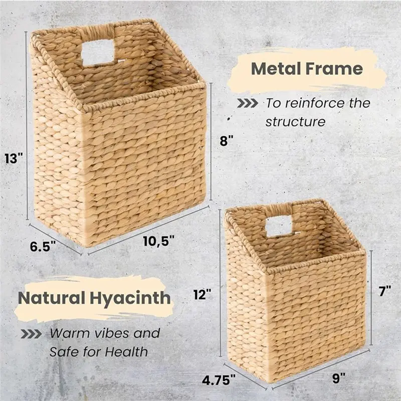 B17B Mail For Accessories And Organizing Files, Wicker Hanging Storage Baskets, Set Of 2 Wall Baskets