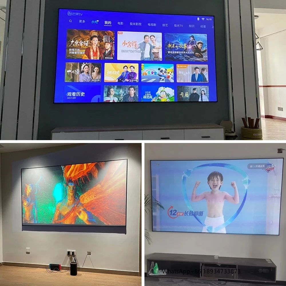 

100'' 120'' 16:9 UST Narrow Frame Projection Screen With PET Black Crystal ALR CLR Projector Screen 120 Inch