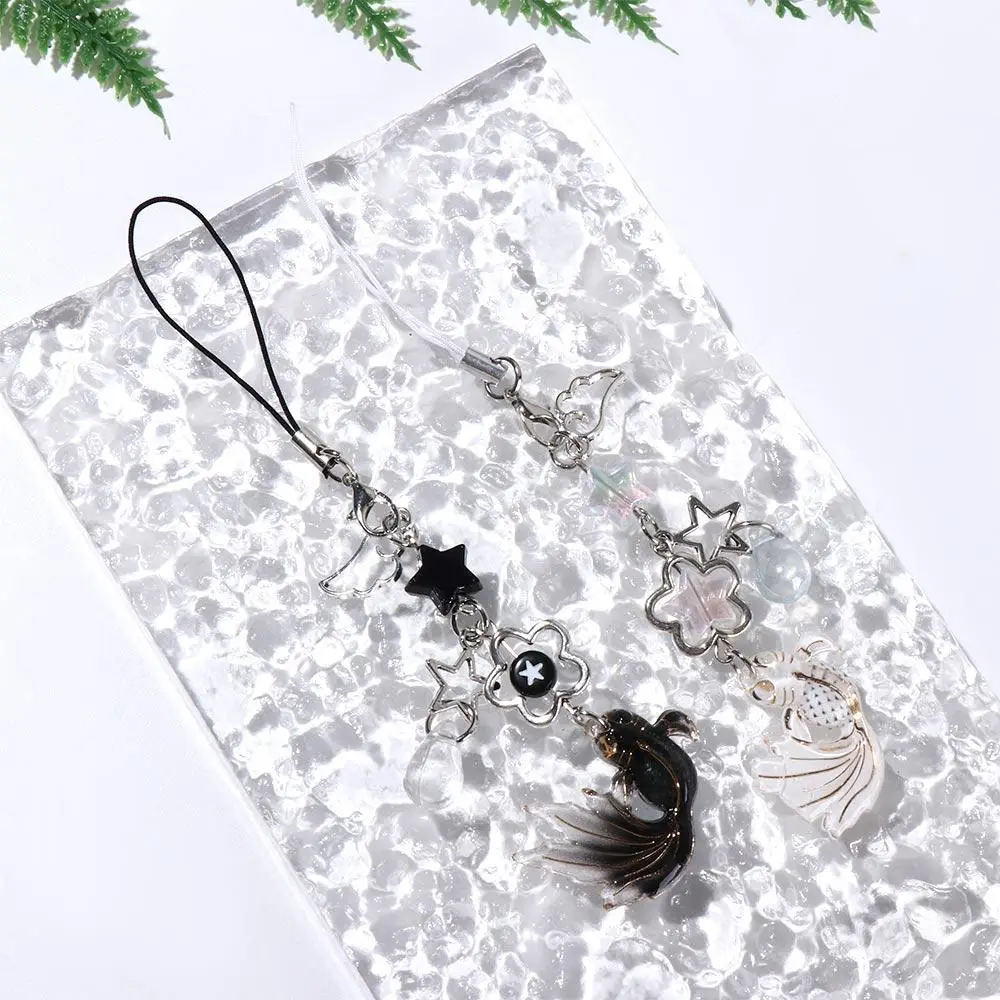 Cute Spice Girl Style Koi Star Bead Chain Sea Theme Anime Y2k Key Chains Handmade Y2k Lucky Charm Phone Pendant Bag Accessories