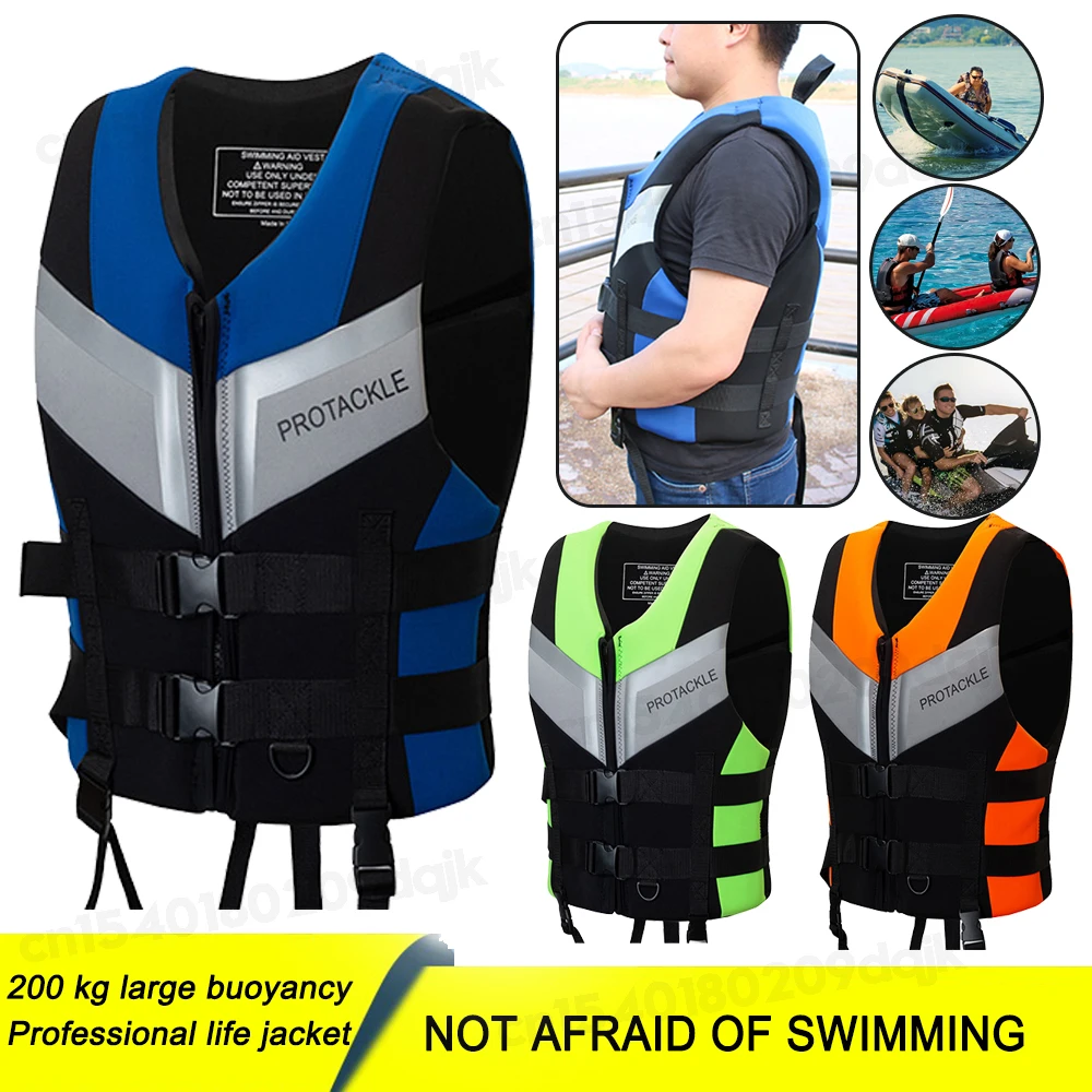 Adults Life Jacket Neoprene Safety Life Vest Water Sports Fishing Water Ski Vest Kayaking Boating Swimming Drifting Safety Vest