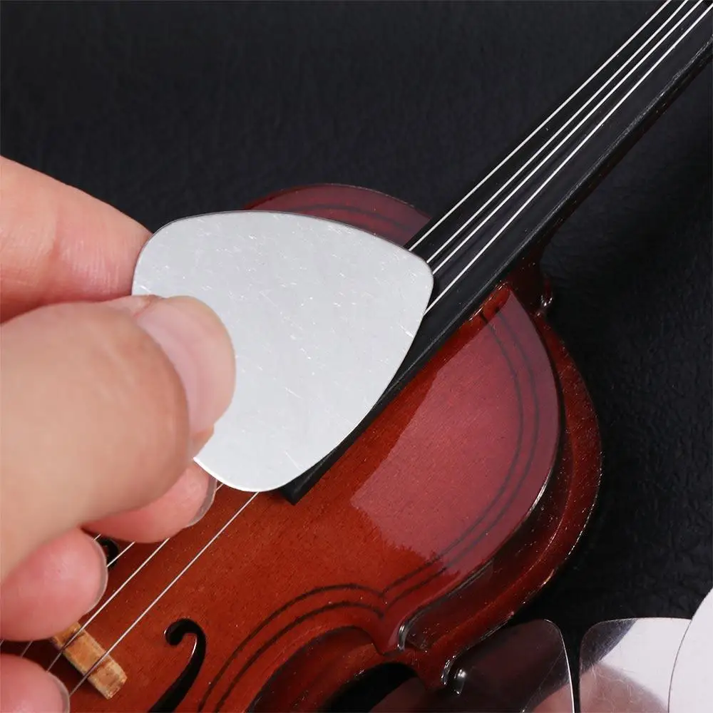 10PCS 0.3mm Stainless Steel Guitar Picks Mediator Triangle Metal Guitar Plectrum Adhesive Gestures Finger Shrapnel Bass Guitar