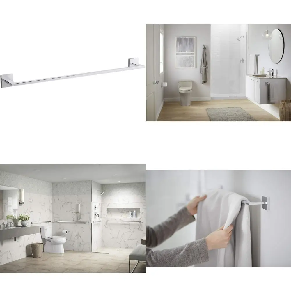 Porte-serviettes de 24 pouces pour salle de bain carrée avec solutions de rangement améliorées