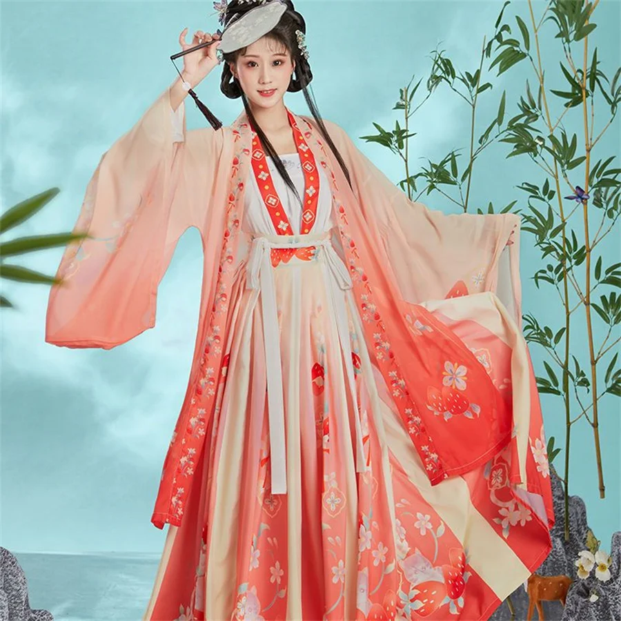 Robe Hanfu traditionnelle chinoise pour femme, broderie, costume de cosplay nickel é, prairie