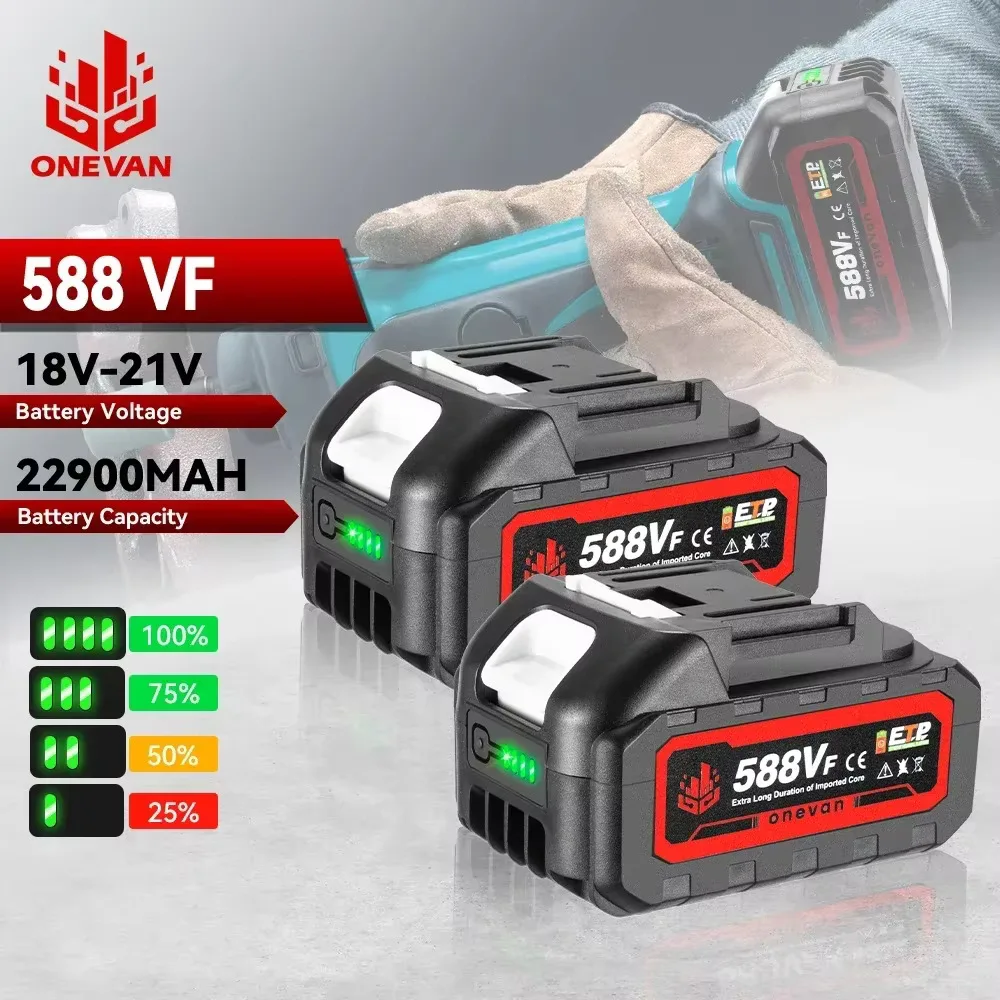 

588VF Rechargeable Lithium Battery 21V EU Plug 22900mAh Battery Capacity Indicator For Makita Electric Wrench Drill Power Tool