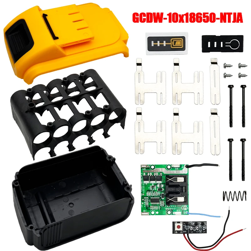 10x18650 Battery Case For DeWei Lithium Battery PCBA Protection Board with DC Charging Port Protection Circuit Board 20V Housing