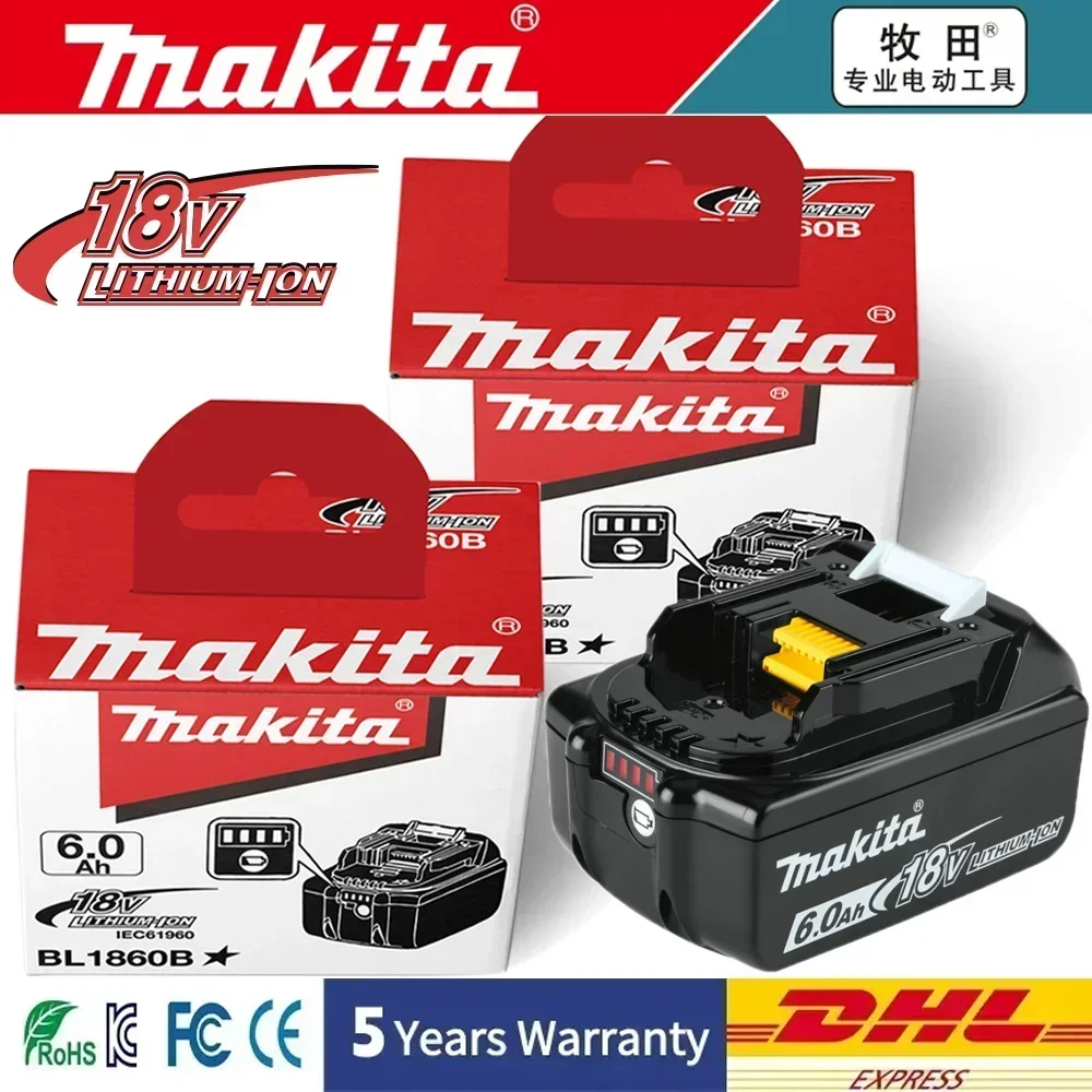 100% batería Original Makita de 18V, batería de iones de litio recargable 18650, Makita BL1860B reemplazable con cargador de 18V 3A