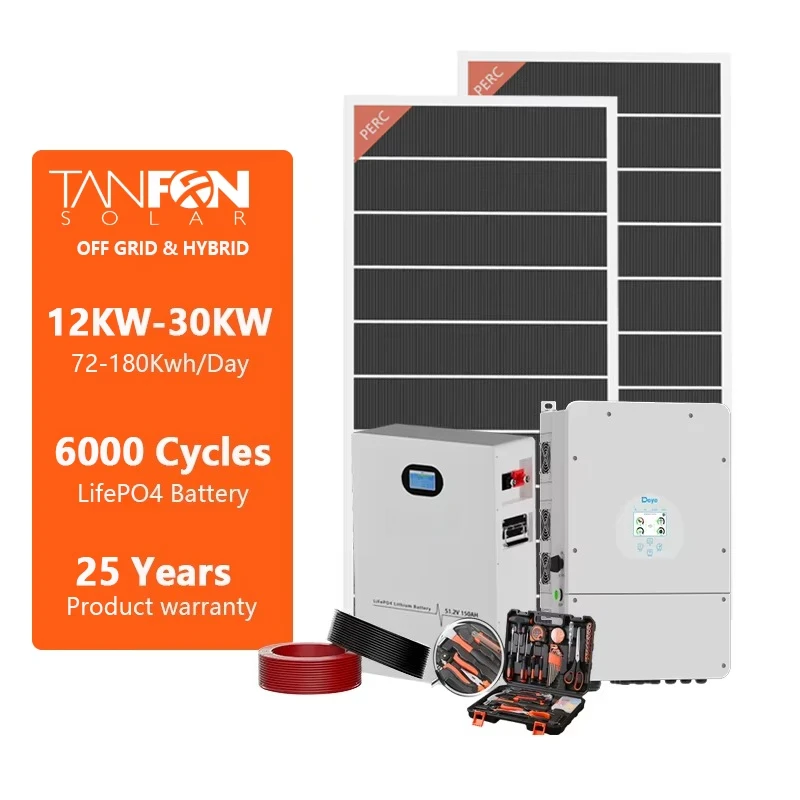 Solar 10kW Grid-Tied Hybrid System Home Use Complete Kit with MPPT Controller and Hybrid Inverter TANFON