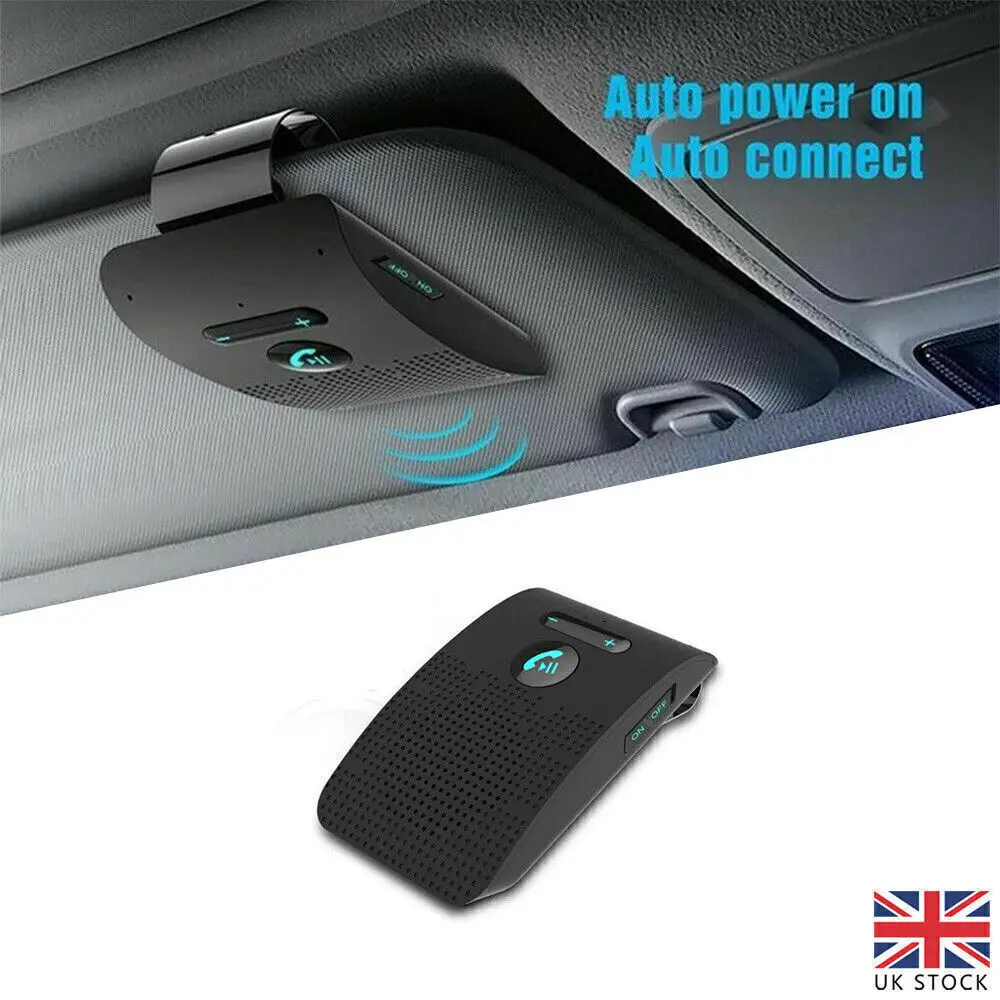 Bluetooth Hands-Free Sun Visor Wireless Phone Speaker Set Car Speakerphone UK