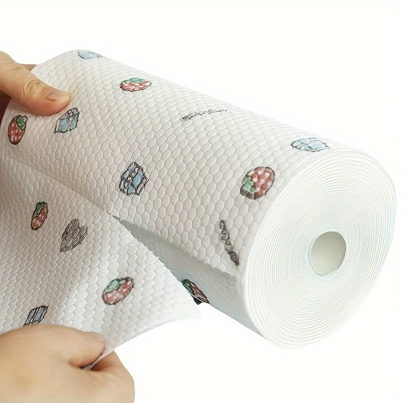 50 100 Stück/Rolle Geschirrtuch, saugfähig, verdicktes Küchenpapier, trocken und nass, nicht fettig, zufälliges Muster für die Spülbeckenreinigung, Geschirrspülen – Detail 7