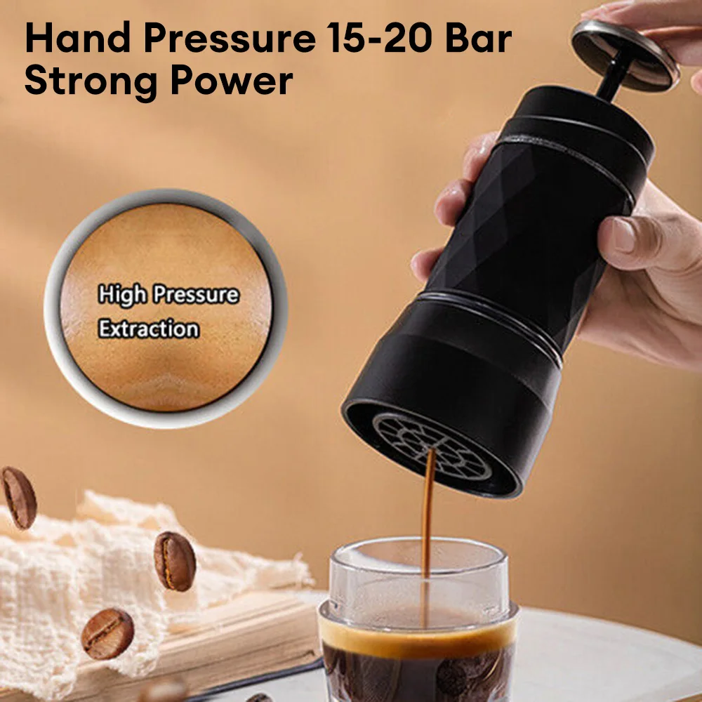 Portable Espresso Machine Hand Press Capsule Ground Coffee Brewer Mini Coffee Maker for Travel Picnic Camping Coffeeware