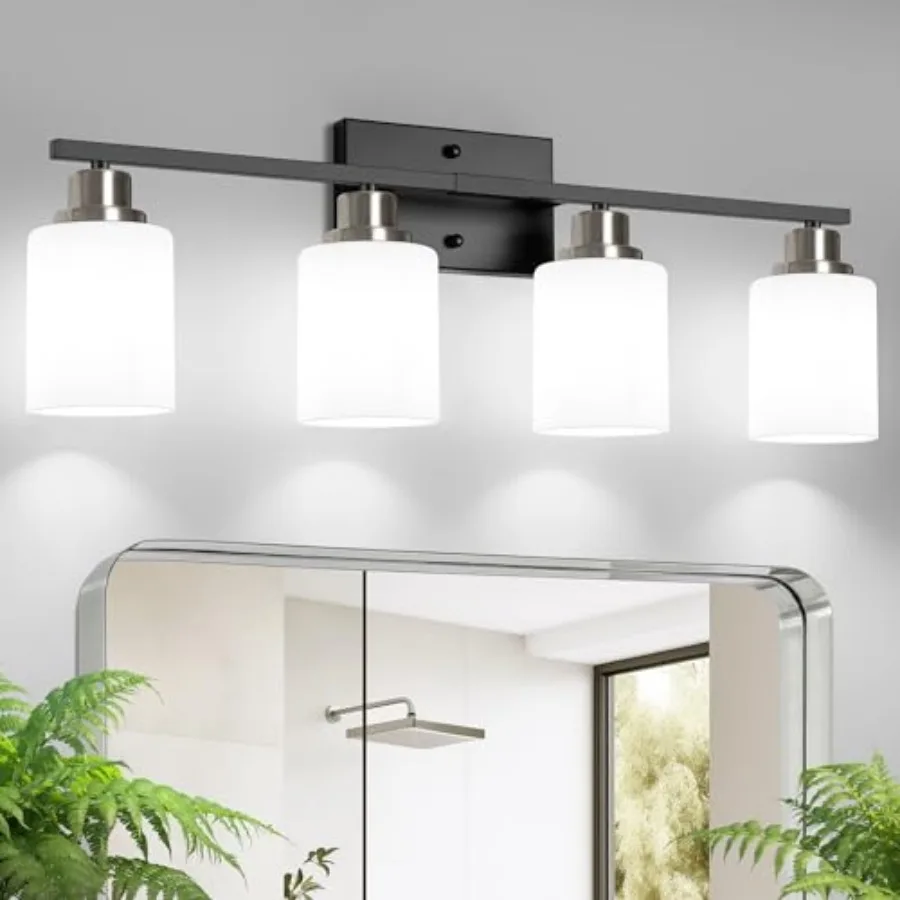 

Bathroom Light Fixtures, Vanity Light Over Mirror, Wall Sconces with Milky White Frosted Glass Shades, Wall Lamp for Living Roo