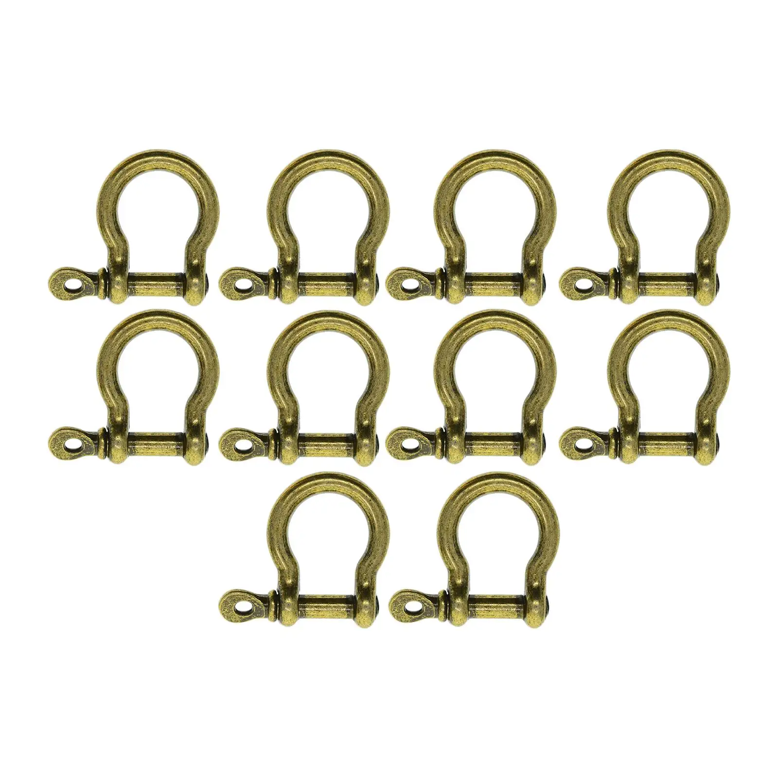 Boucles en fer à cheval en métal, chaîne de clé, cerceau en métal, anneaux en D de verrouillage, manille d'arc pour sacs à dos, sangles de sac à main, PmotCraft, 10 pièces