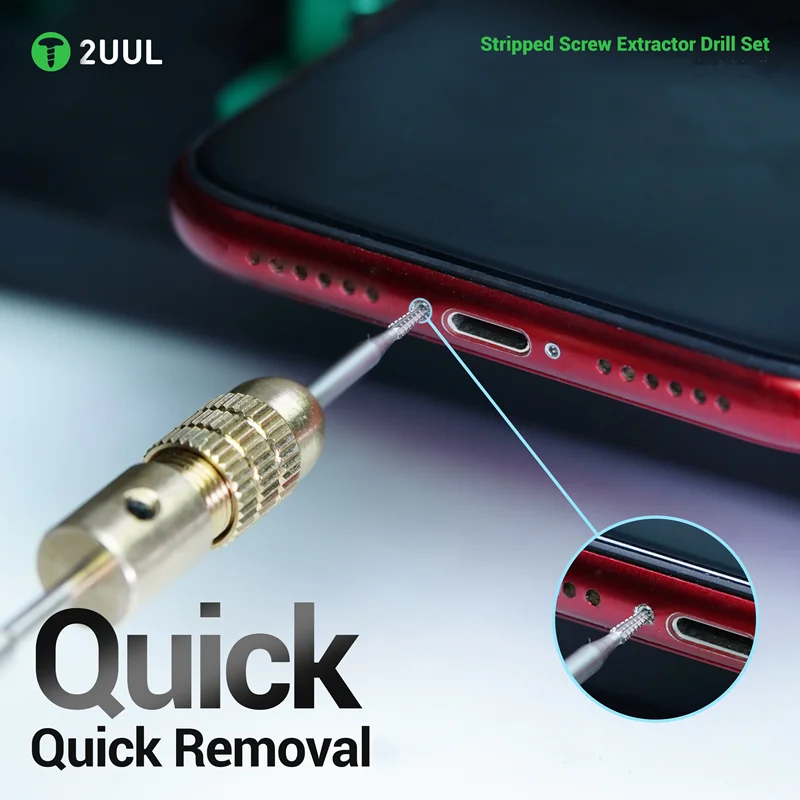 2UUL SD90 Stripped Screw Extractor Drill Bits Set 2.35mm Cutting Head Carbide Damaged Phone Screw Removal Kit Repair Tool