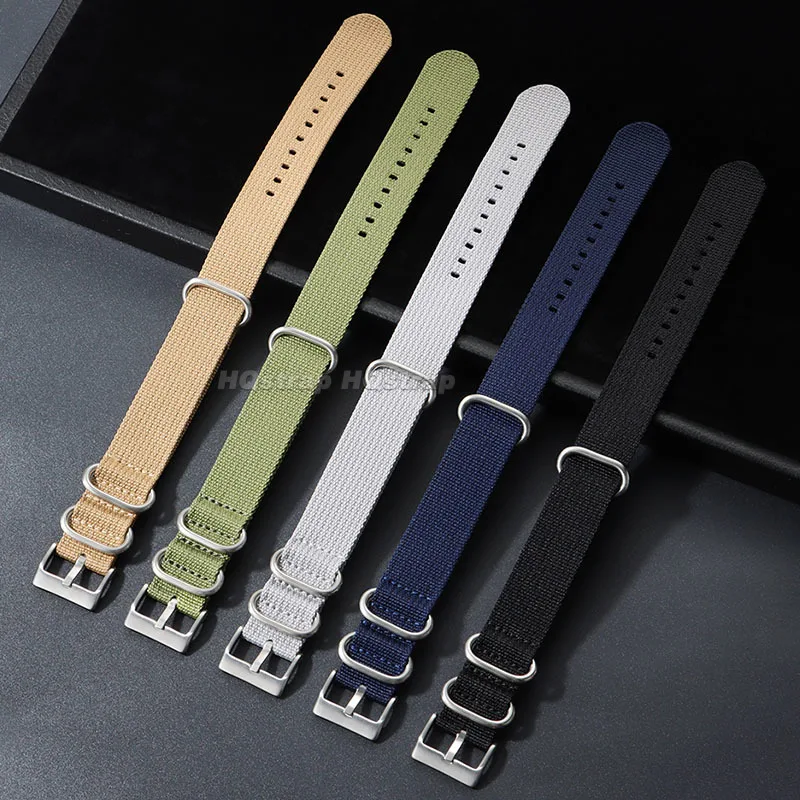 مضلع النايلون حزام (استيك) ساعة 20 مللي متر 22 مللي متر ل Seiko ل أوميغا سوار رشاقته قماش حزام المنسوجة الرياضة معصمه الفضة الأسود مشبك