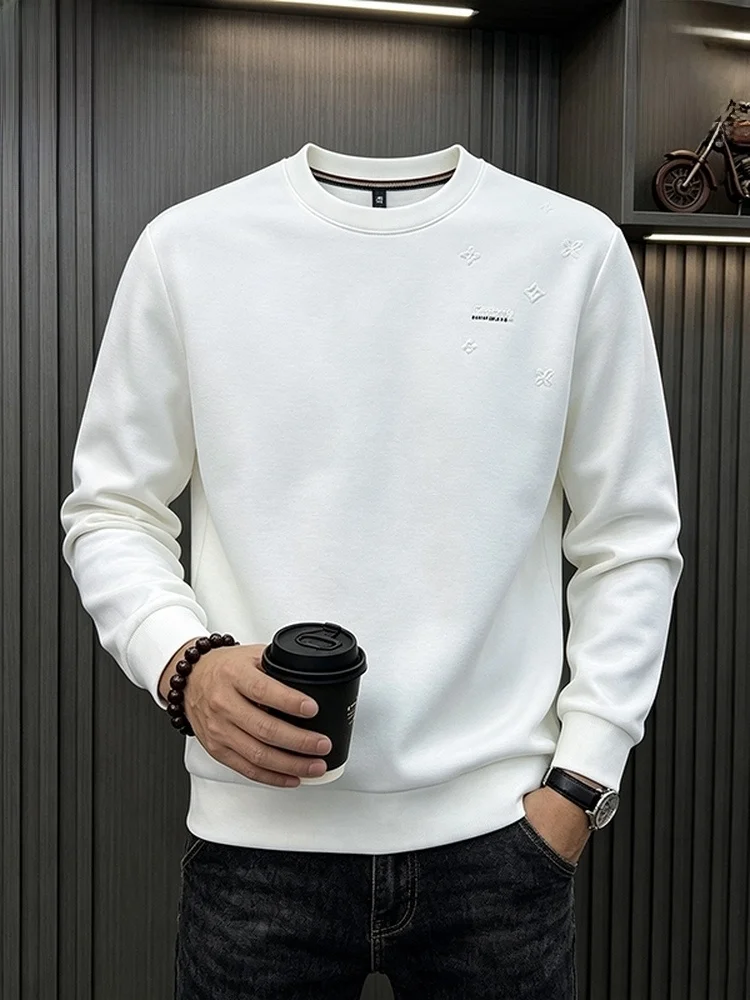 Camiseta de Manga Longa com Gola Redonda para Homens, Confortável, Respirável e Estilosa, Nova Chegada de Outono