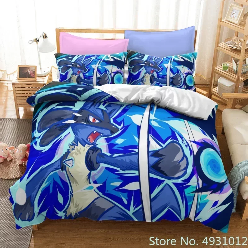 Anime Pokemon Quilt Cover Cartoon Game Printed Bedding Pikachu  Duvet Cover Kids Bedroom Bed Bedclothes Pillowcase Xmas Gifts