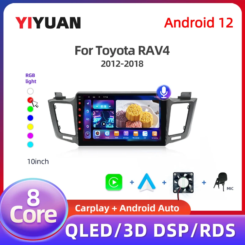 

Android 12 For Toyota RAV4 RAV 4 2012-2018 2din Head Unit Carplay Car Radio Multimidia Video Player Navigation GPS Stereo