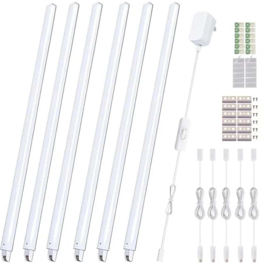 

6-Pack 12 Inch Seamlessly Linkable LED Under Cabinet Lighting Strip Light Bars for Cabinet, Kitchen, Shelf, Workbench, Cupboard